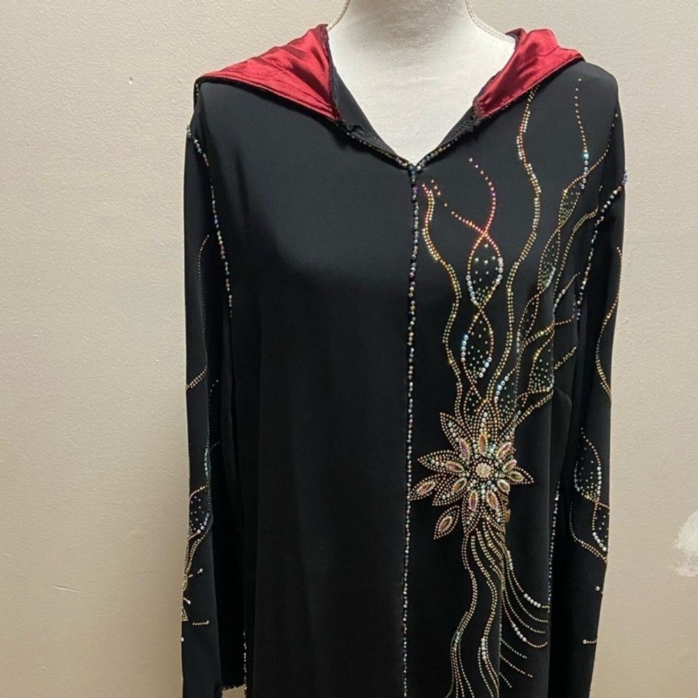 AYAT Fashion Black Garment embellished hooded maxi dress abaya medium new